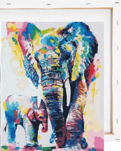 Schilderen op nummer pakket Olifant en olifantje - 40 x 50 cm