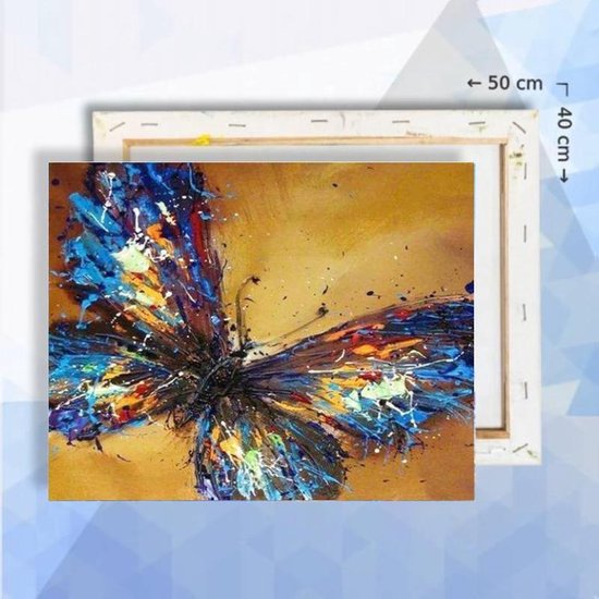 Schilderen op nummer pakket Verf vlinder - 50 x 40 cm met frame