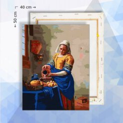Schilderen op nummer pakket Het melkmeisje van Vermeer - 40 x 50 cm - met frame
