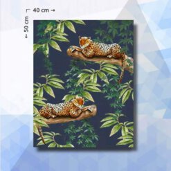 Diamond Painting pakket Luipaarden op Boomtak - vierkante steentjes - 40 x 50 cm