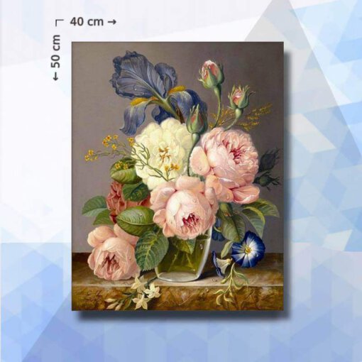 Diamond Painting pakket Pastel bloemen in vaas - vierkante steentjes - 40 x 50 cm