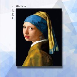 Diamond Painting pakket Meisje met Parel - Vermeer - ronde steentjes - 40 x 50 cm
