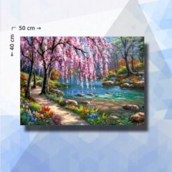 Diamond Painting Pakket Bloesem boom bij rivier - 40 x 50 cm