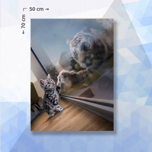 Diamond Painting Pakket Kitten droomt over tijger - 70 x 50 cm