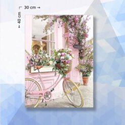 Diamond Painting pakket Roze Bloemen fiets - 30 x 40 cm