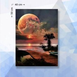 Diamond Painting Pakket Tropische rode maan - 40 x 50 cm