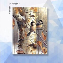 Diamond Painting pakket Vogels op tak - 40 x 50 cm - ronde steentjes